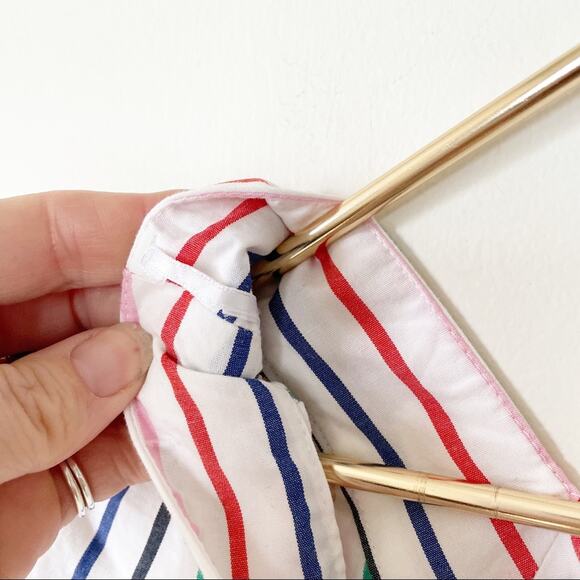 J. Crew Rainbow Striped Button Front Cotton Poplin Square Neck Top M - Picture 8 of 10